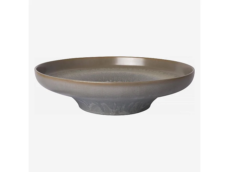 Habitat - Plat de service rond  en grès - 33 cm - Bleu et marron - Asta