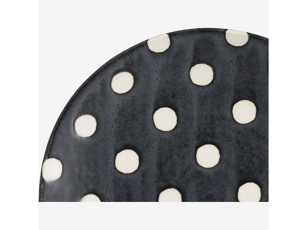 Habitat - Assiette à dessert en porcelaine - 23 cm - Bleu marine et pois blancs (Lot de 5) - Pinako