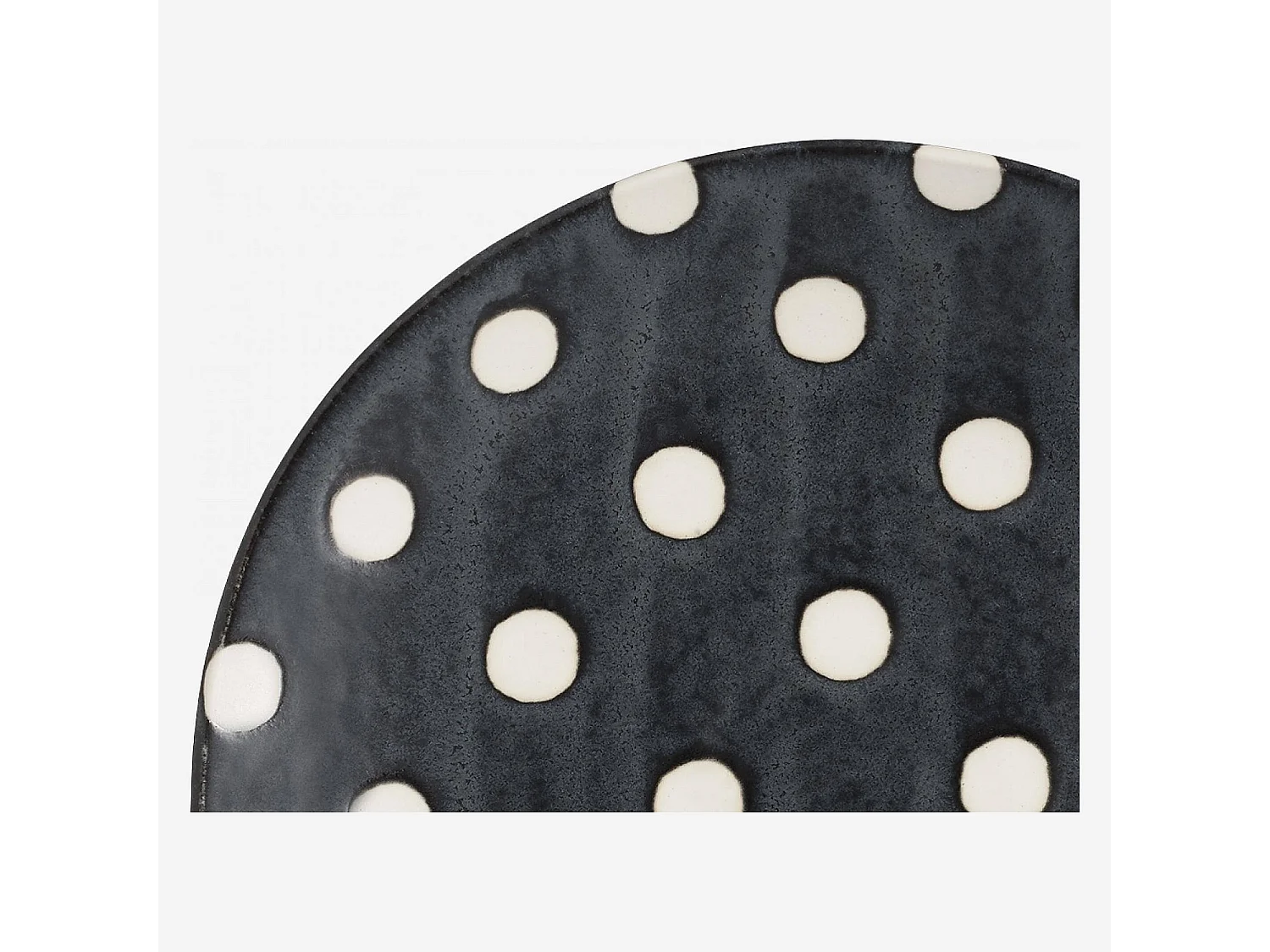 Habitat - Assiette à dessert en porcelaine - 23 cm - Bleu marine et pois blancs (Lot de 5) - Pinako