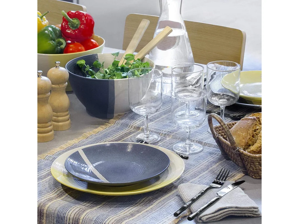 Habitat - Assiette à dessert en grès - 21,5 cm - Gris bleu (Lot de 6) - Roxana