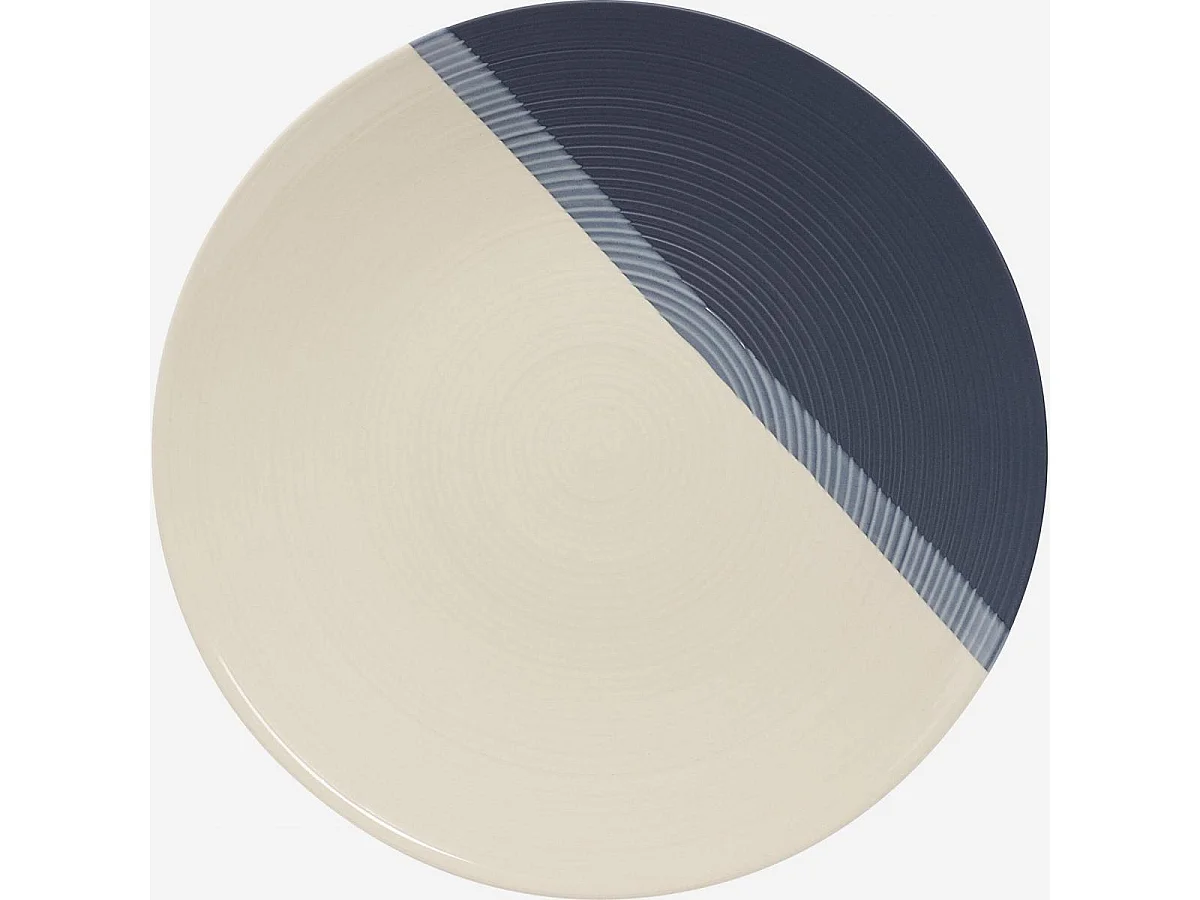 Habitat - Assiette plate en grès - 28 cm - Gris bleu (Lot de 4) - Roxana