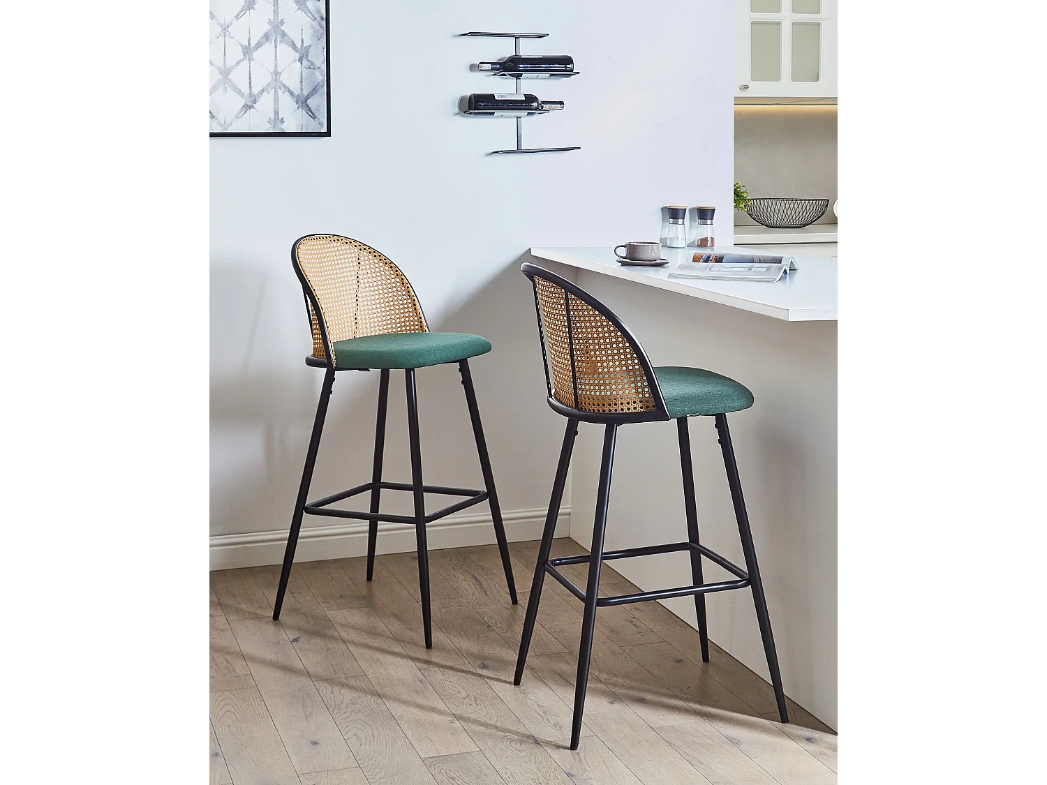 Lot de 2 chaises de bar CORNELL Métal Vert
