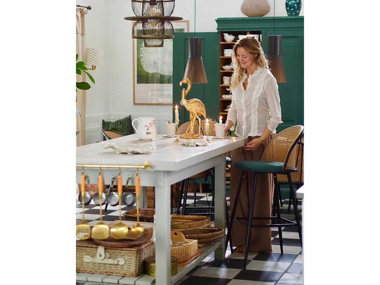 Lot de 2 chaises de bar CORNELL Métal Vert