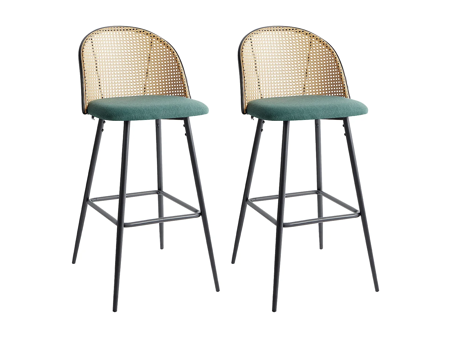 Lot de 2 chaises de bar CORNELL Métal Vert