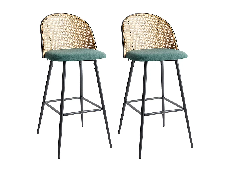 Lot de 2 chaises de bar CORNELL Métal Vert