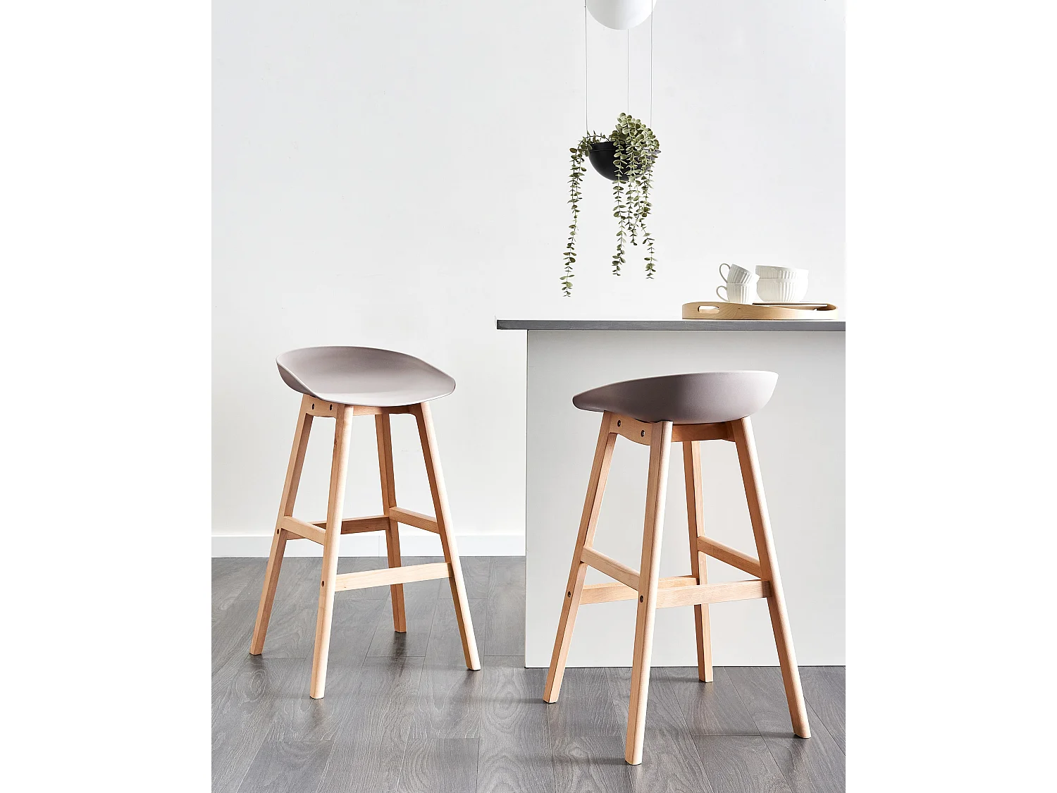 Lot de 2 chaises de bar MICCO Taupe