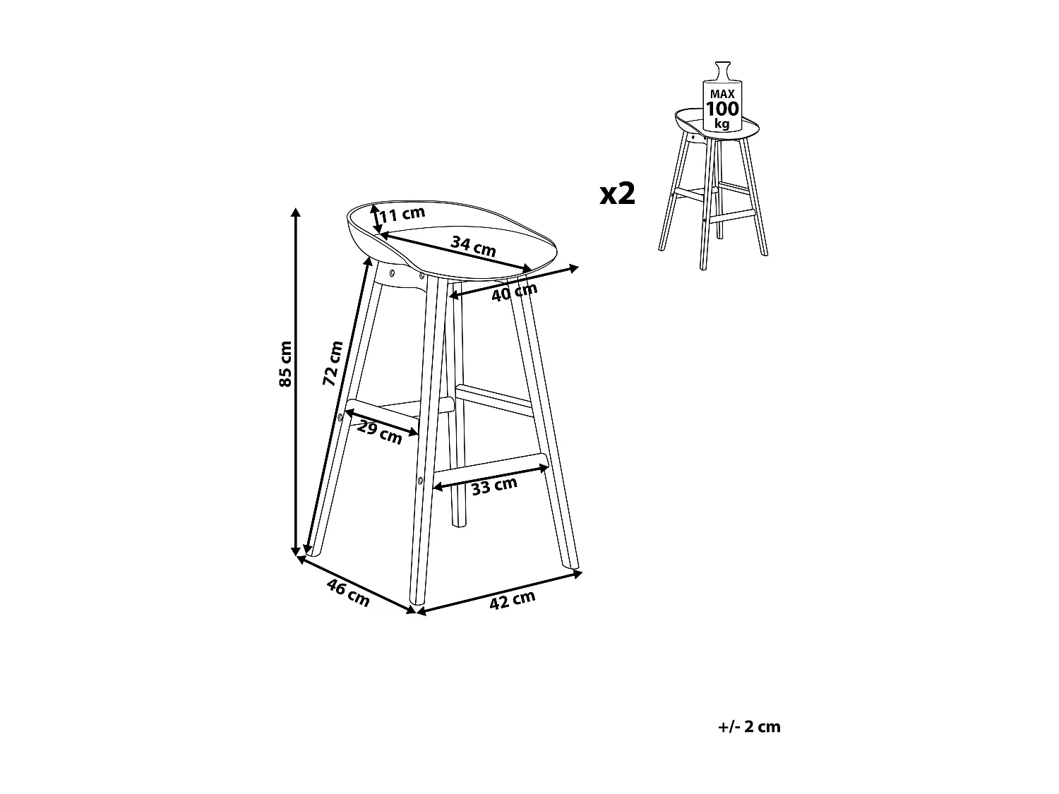 Lot de 2 chaises de bar MICCO Taupe