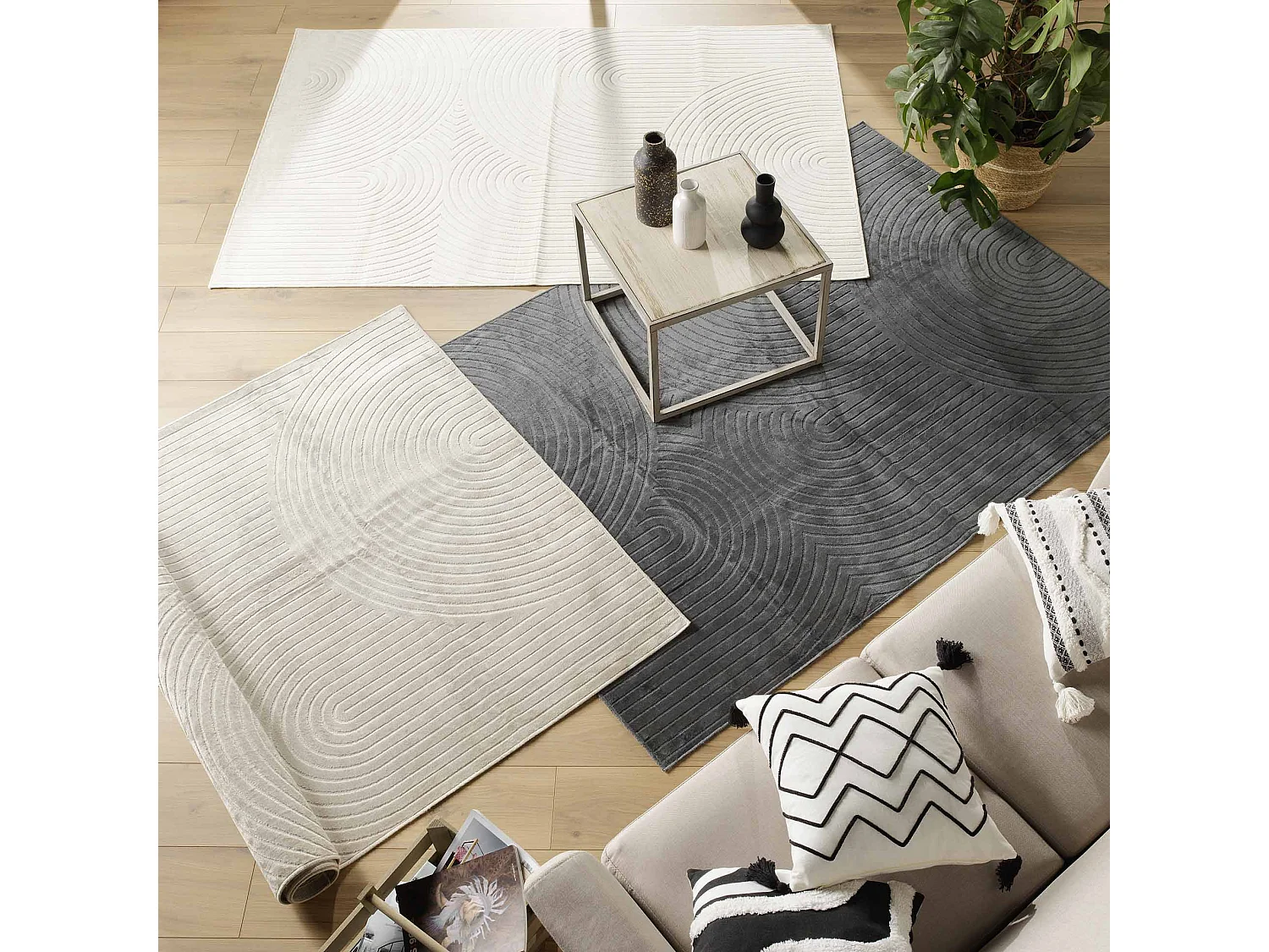 Tapis Déco Imprimé "Géode" 140x200cm Gris