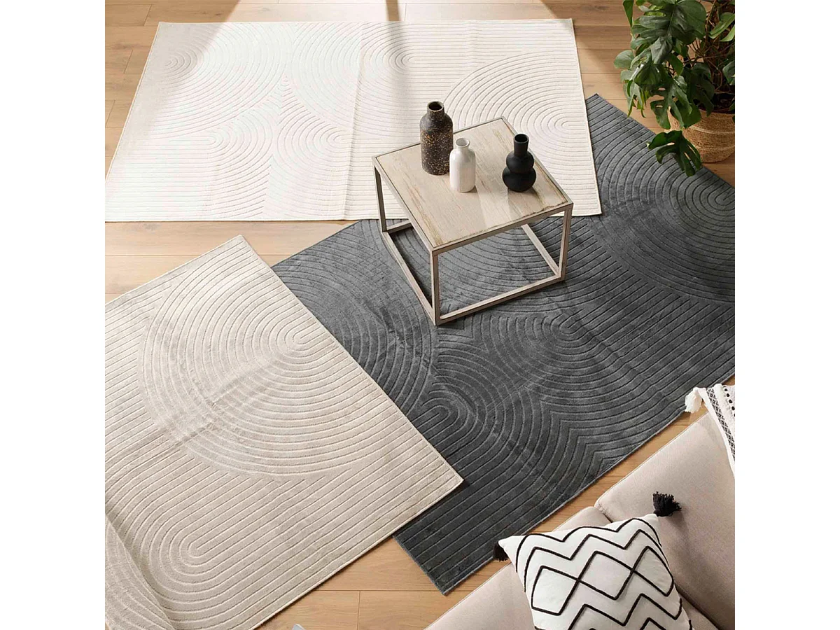 Tapis Déco Imprimé "Géode" 140x200cm Gris