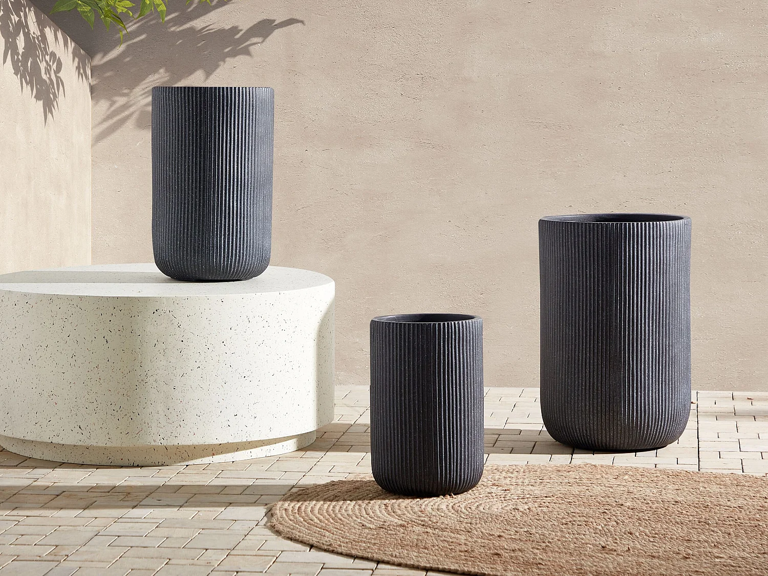 Blumenkübel EANTIO Keramik 25 cm Schwarz