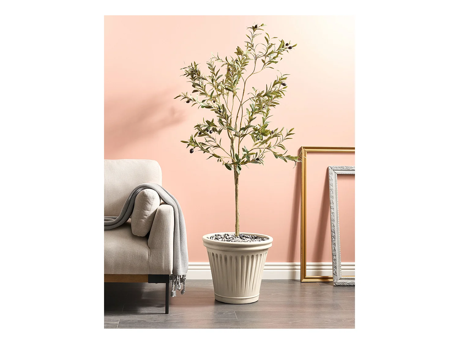 Blumenkübel MAIZE Kunststoff 43 cm Hellbeige