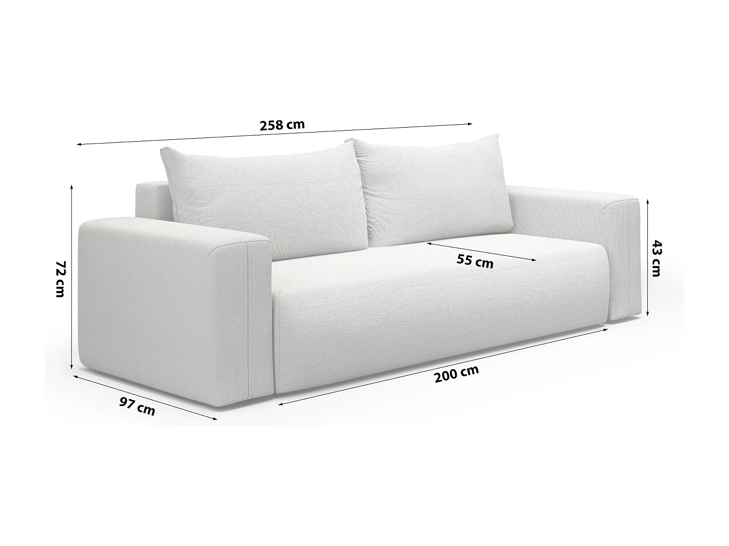 SOFA CONVERTIBLE 4 places Revolto, Gris clair (Aragon 80)
