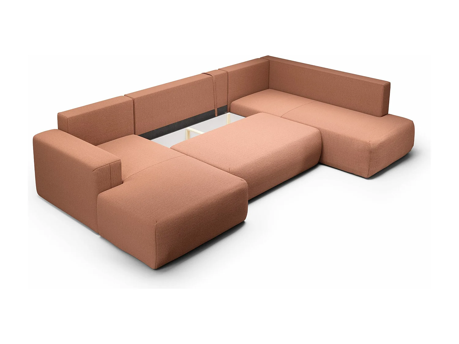 SOFA PANORAMIQUE en polyester Revolto U XL 8 places, Orange (Aragon 56)