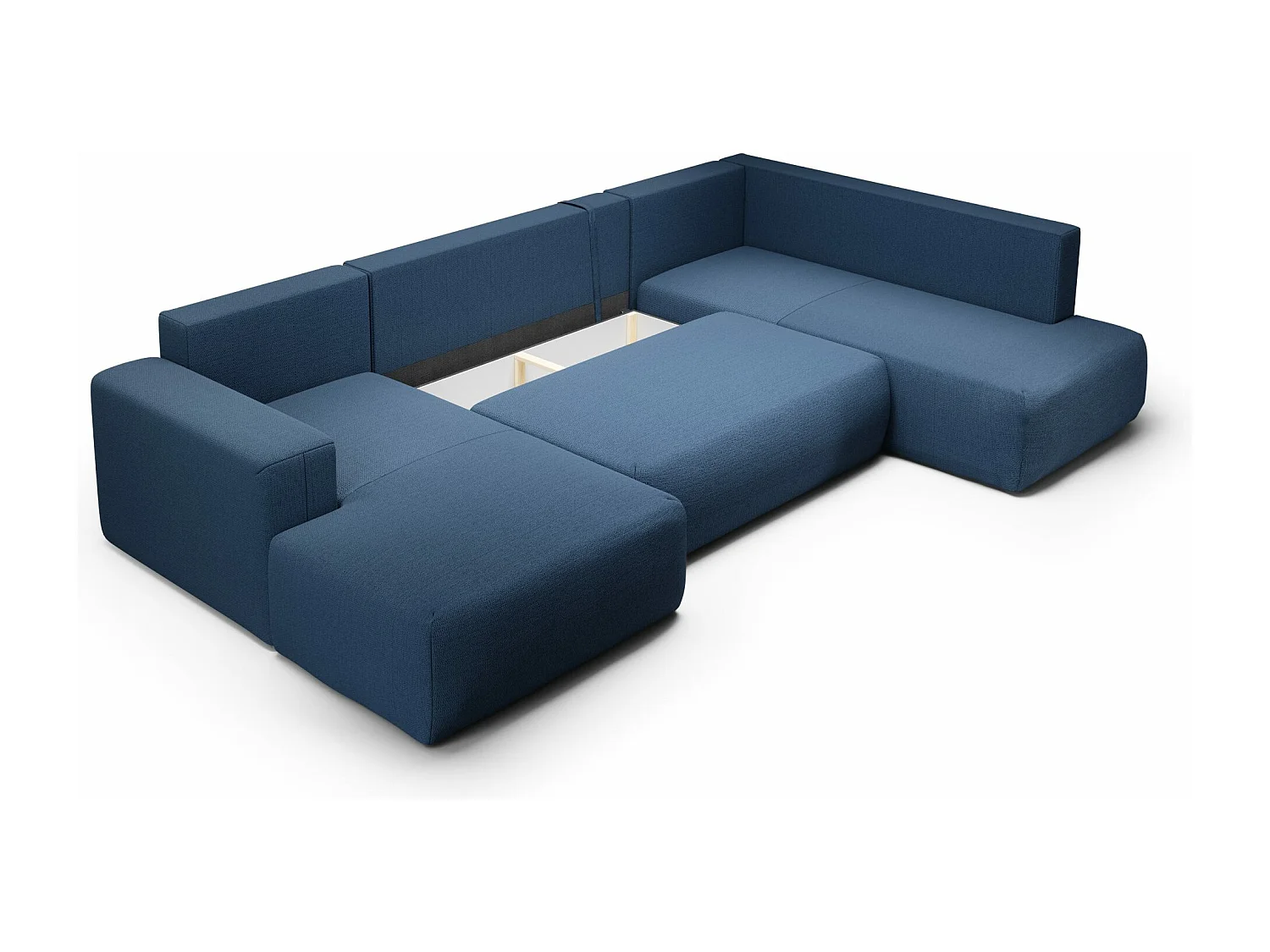 SOFA PANORAMIQUE en polyester Revolto U XL 8 places, Bleu foncé (Aragon 79)
