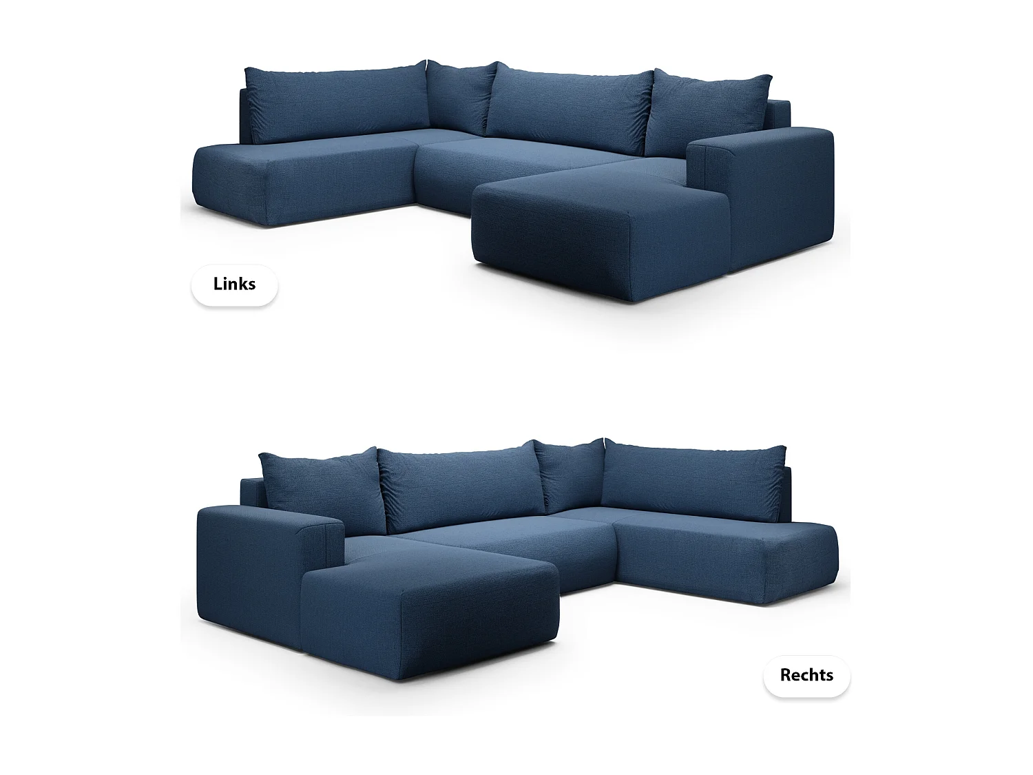 SOFA PANORAMIQUE en polyester Revolto U XL 8 places, Bleu foncé (Aragon 79)