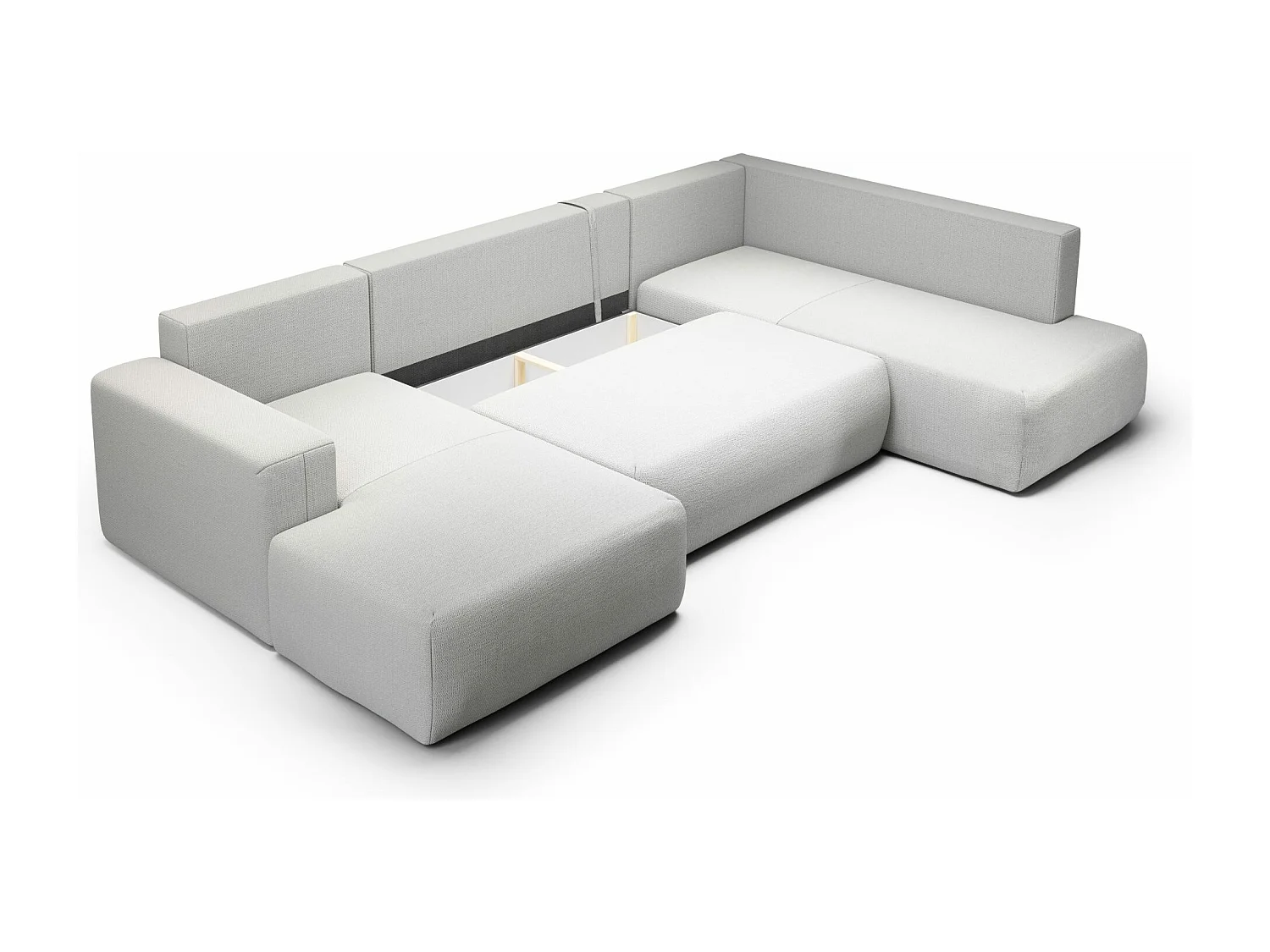 SOFA PANORAMIQUE en polyester Revolto U XL 8 places, Gris clair (Aragon 80)