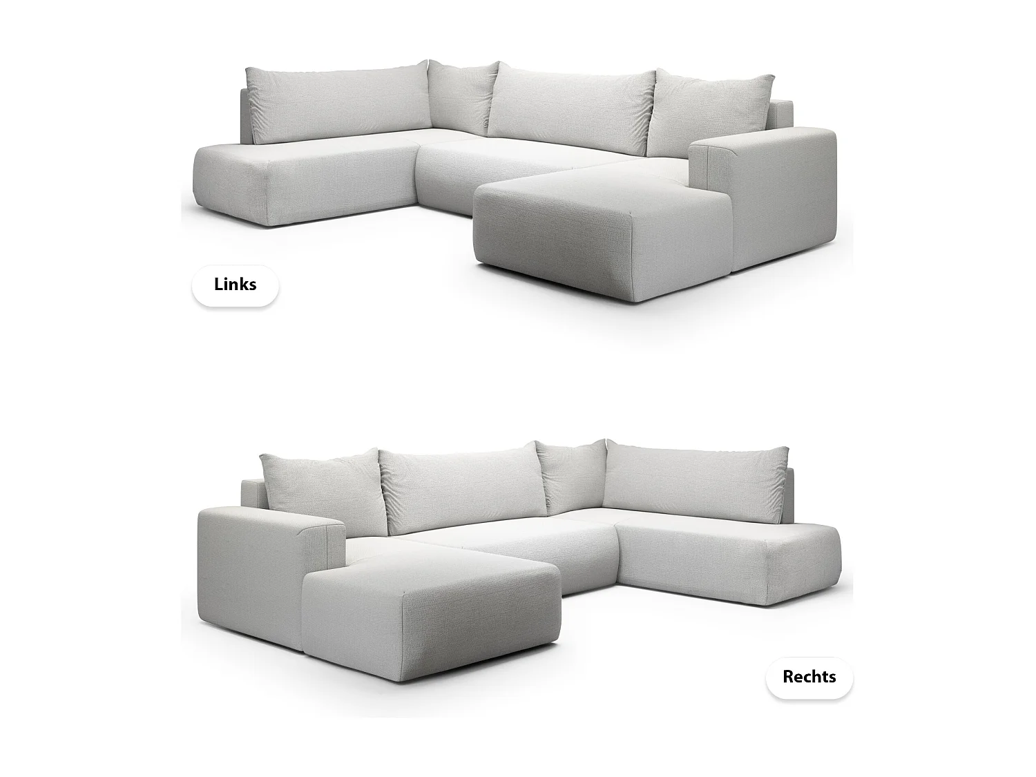 SOFA PANORAMIQUE en polyester Revolto U XL 8 places, Gris clair (Aragon 80)