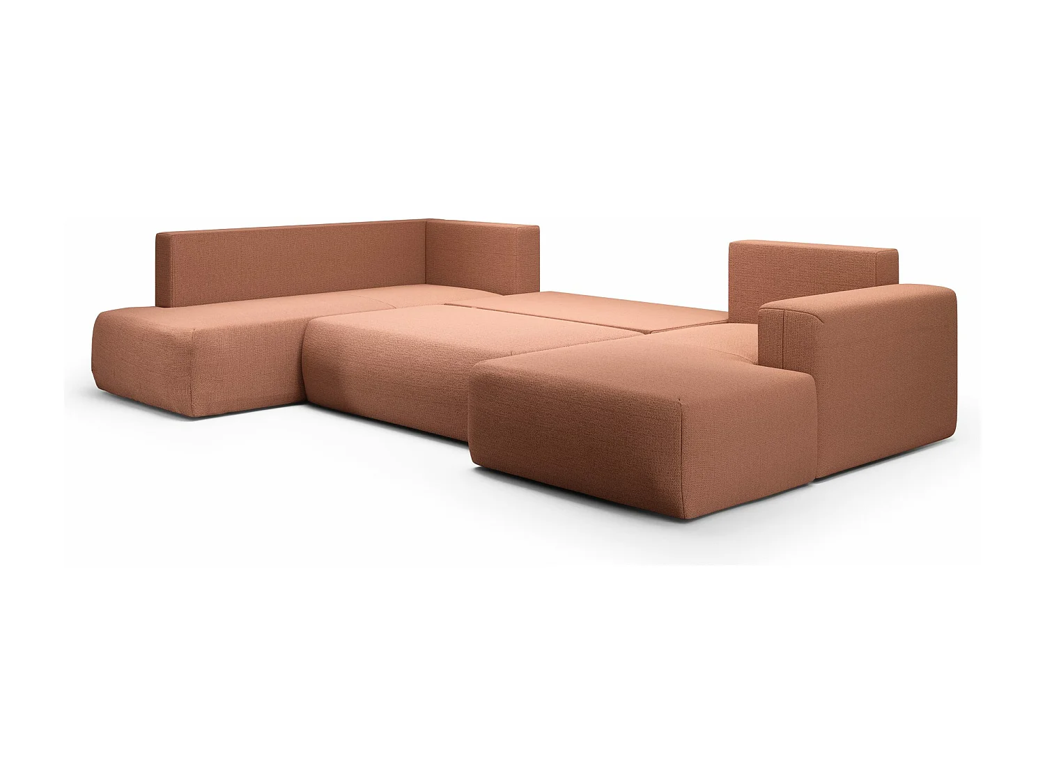 SOFA PANORAMIQUE en polyester Revolto U XL 8 places, Orange (Aragon 56)