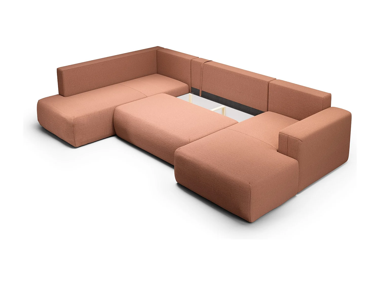 SOFA PANORAMIQUE en polyester Revolto U XL 8 places, Orange (Aragon 56)