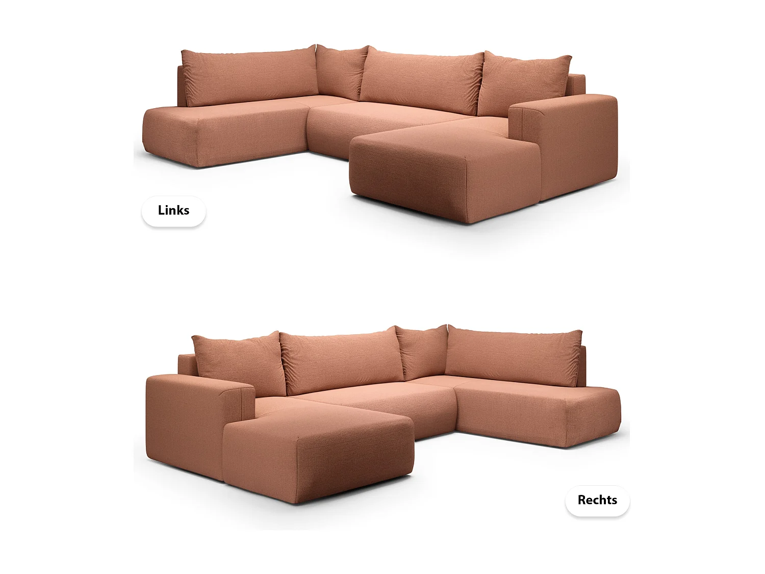 SOFA PANORAMIQUE en polyester Revolto U XL 8 places, Orange (Aragon 56)