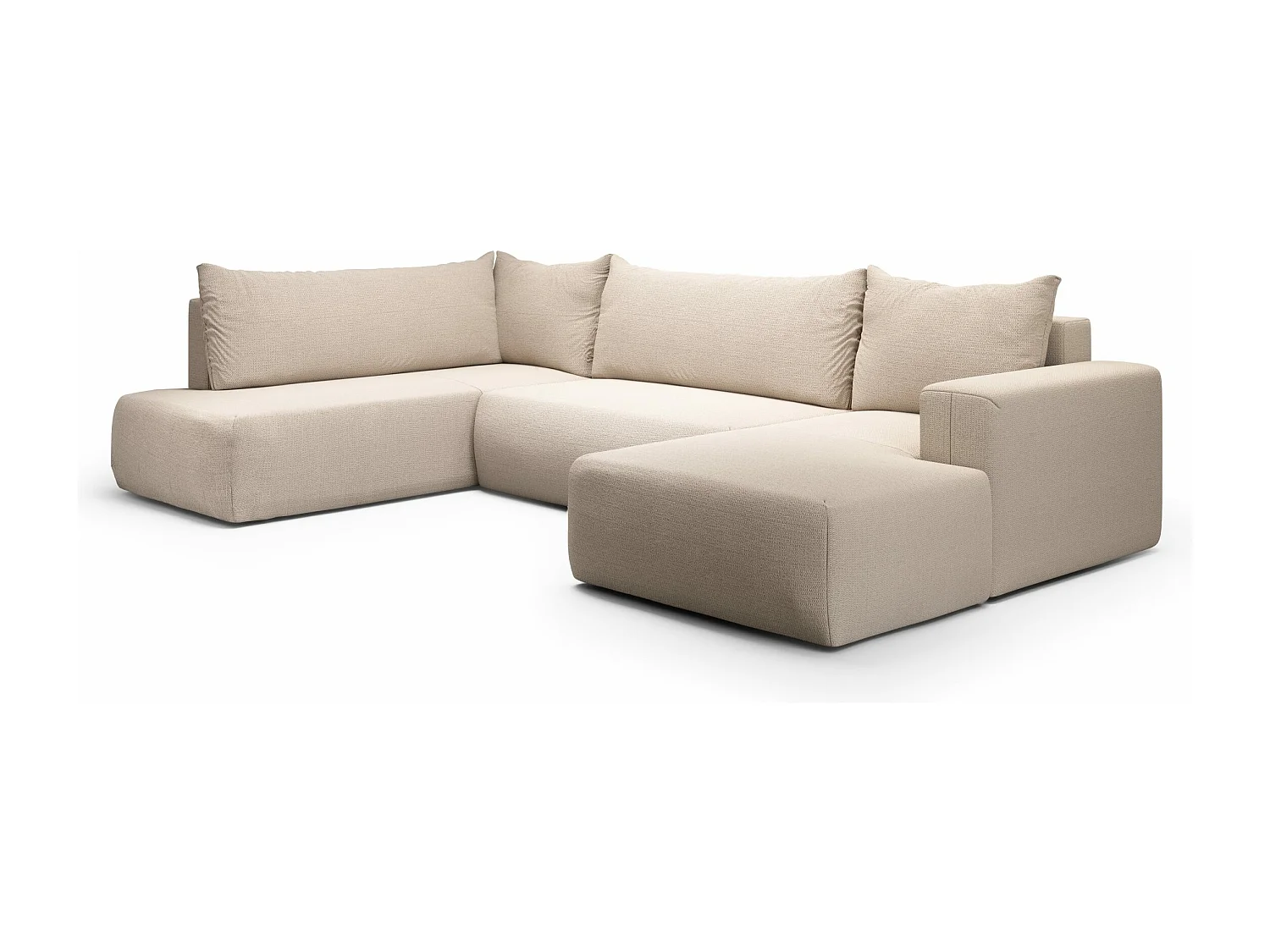 SOFA PANORAMIQUE en polyester Revolto U XL 8 places, Beige (Aragon 03)