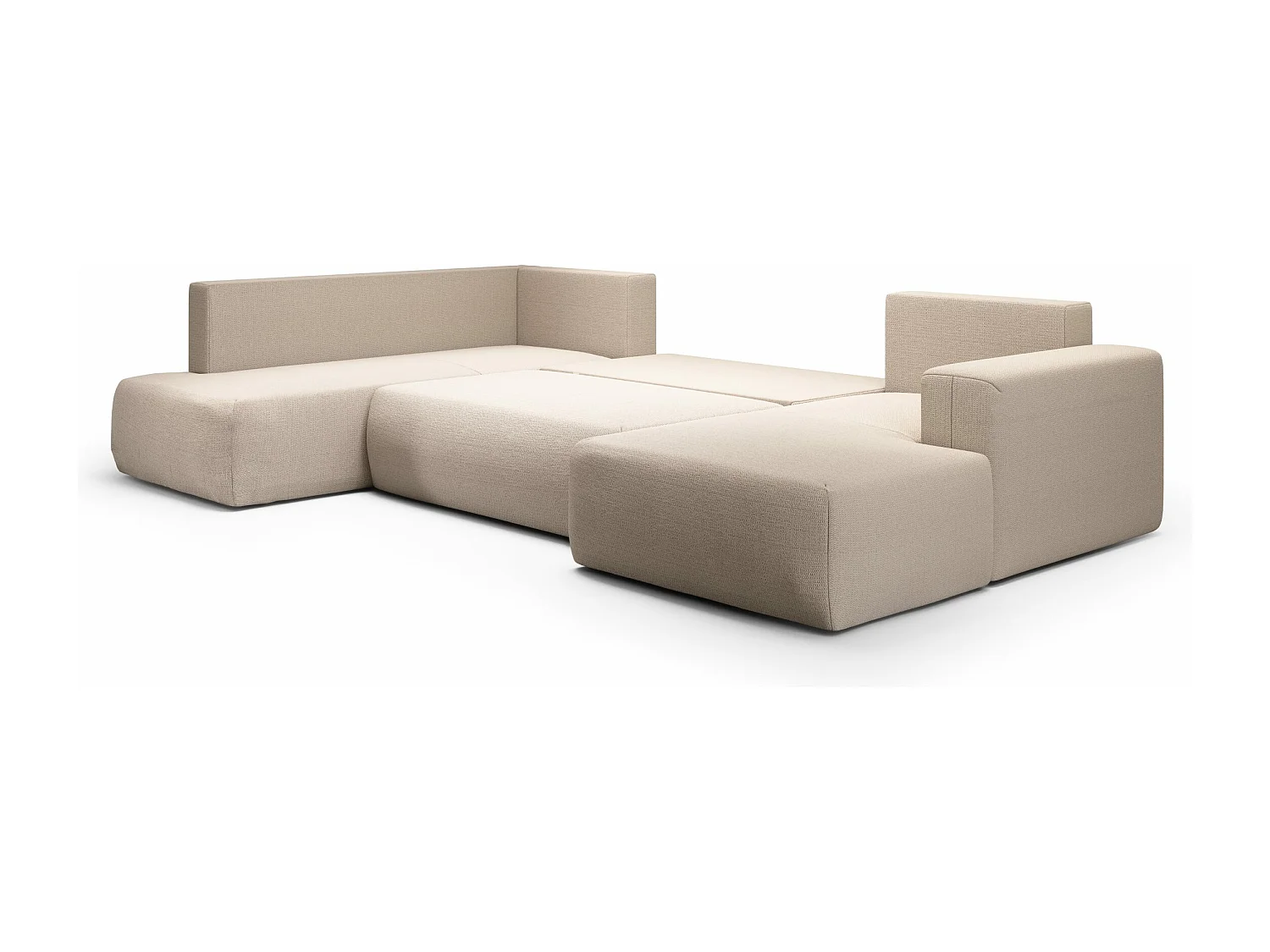 SOFA PANORAMIQUE en polyester Revolto U XL 8 places, Beige (Aragon 03)
