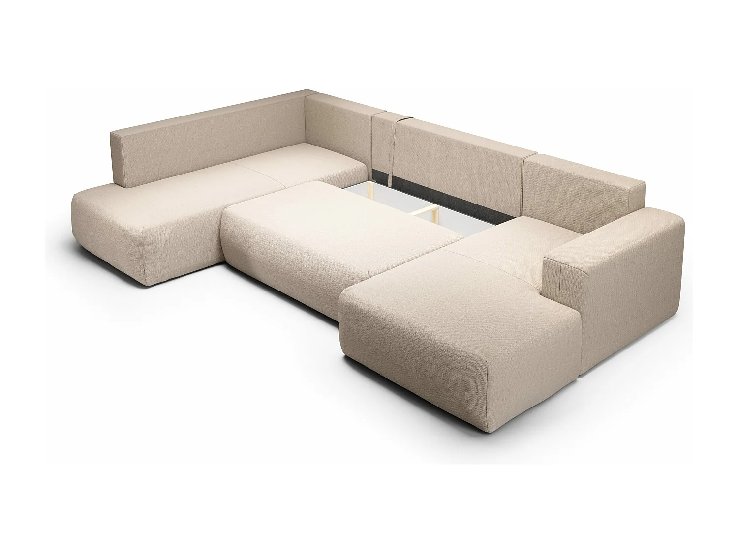 SOFA PANORAMIQUE en polyester Revolto U XL 8 places, Beige (Aragon 03)
