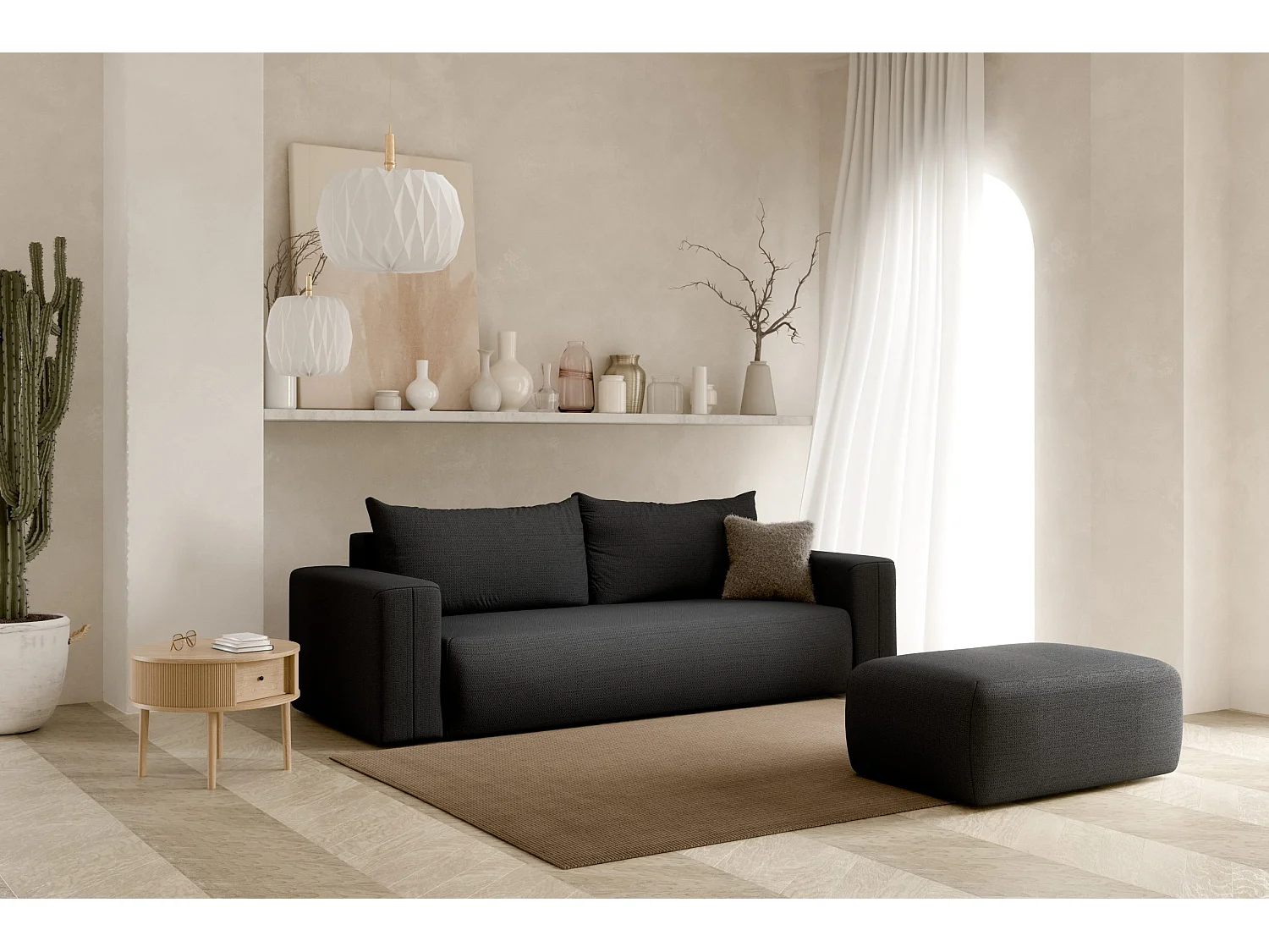 SOFA CONVERTIBLE 4 places Revolto, Graphite (Aragon 99)