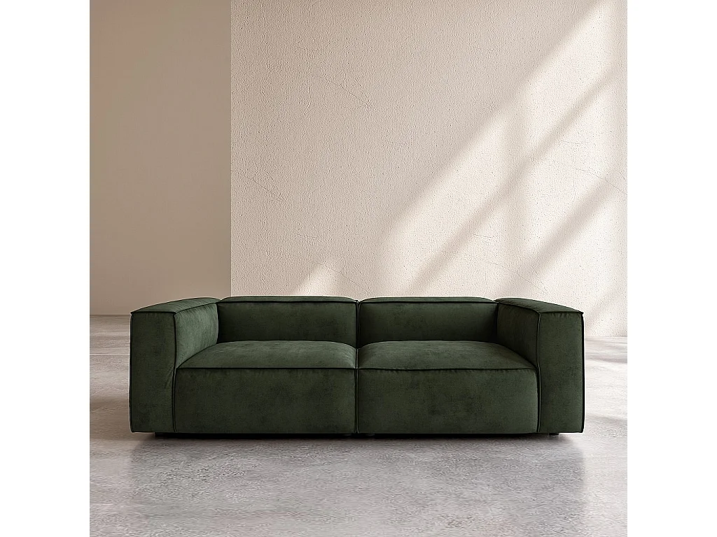 Habitat - Canapé 3 places en velours - Vert kaki - Kuti