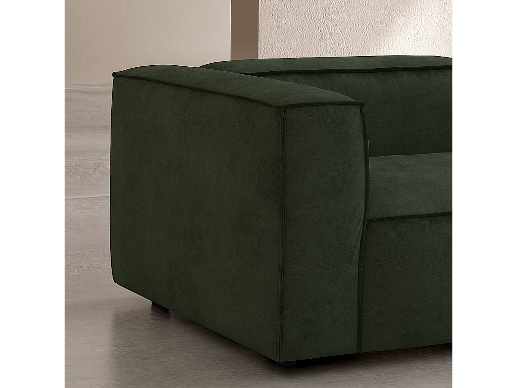 Habitat - Canapé 3 places en velours - Vert kaki - Kuti