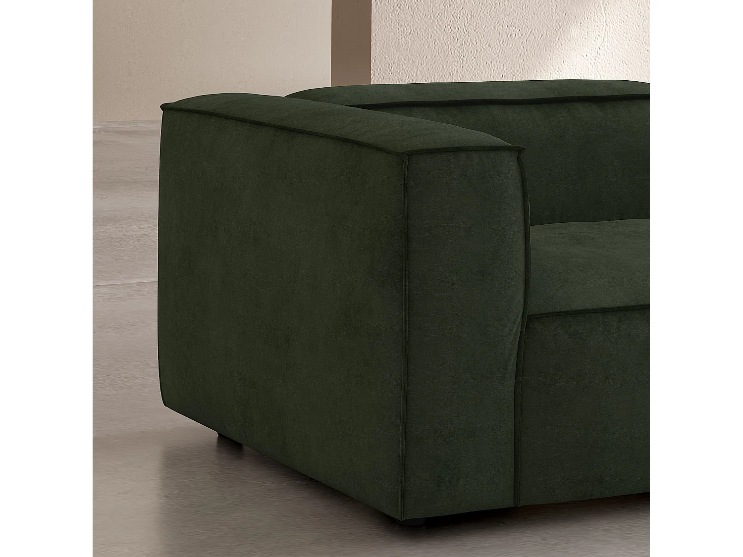 Canapé 3 places en velours - Vert kaki
