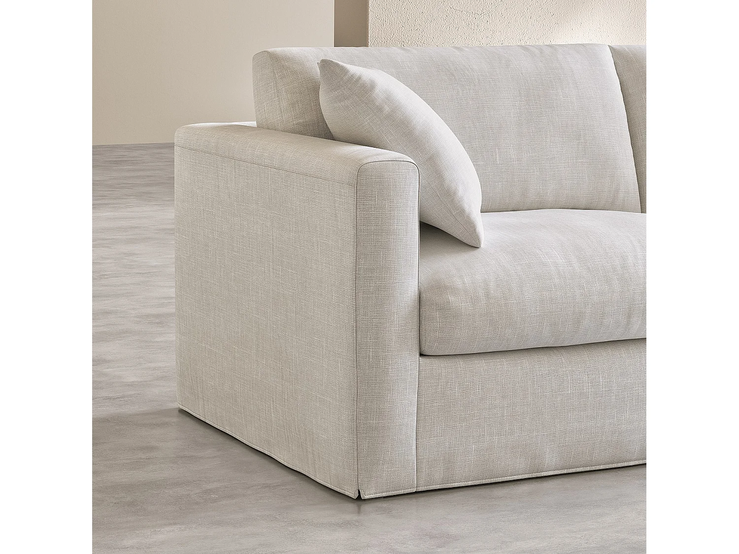 Canapé 3 places déhoussable avec coton et lin garni de plumes - Ivoire