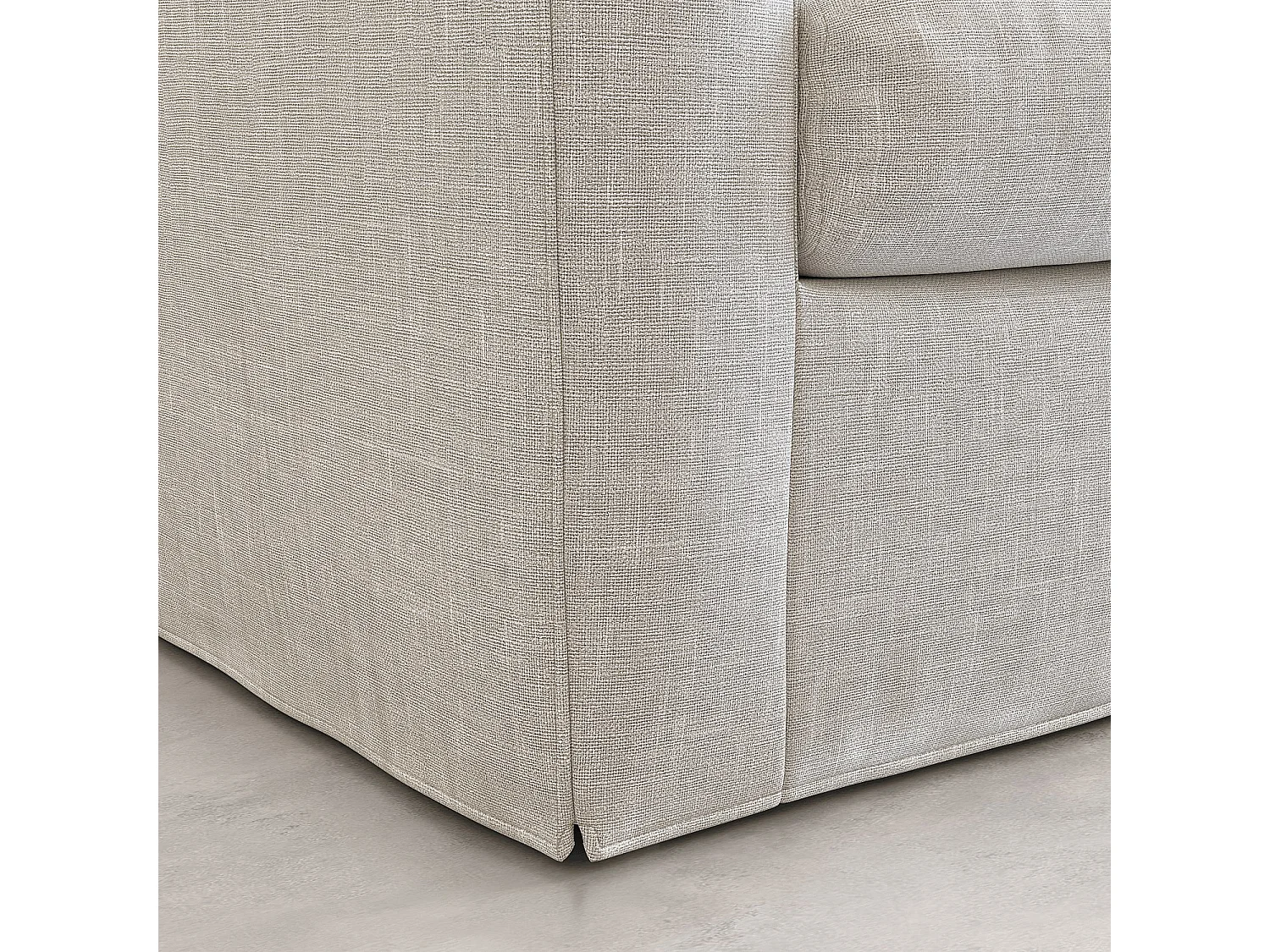 Canapé 3 places déhoussable avec coton et lin garni de plumes - Ivoire