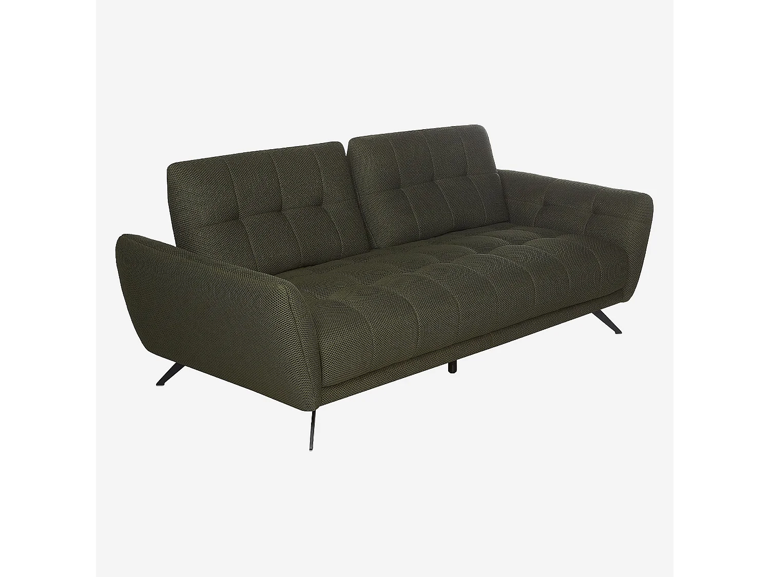 Canapé 3 places en tissu 3D avec dossier avance-recule - Vert kaki - Design by Roberto Bendini