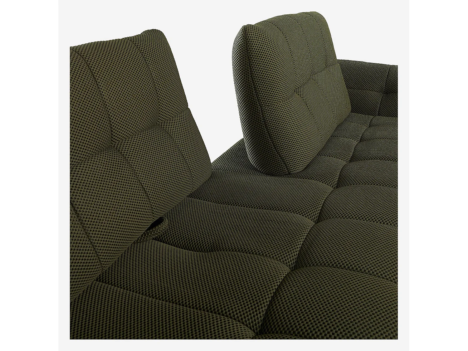 Canapé 3 places en tissu 3D avec dossier avance-recule - Vert kaki - Design by Roberto Bendini