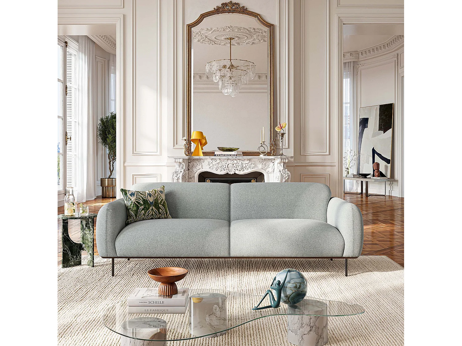 Habitat - Canapé 3 places en tissu - Gris mélangé - Larimar