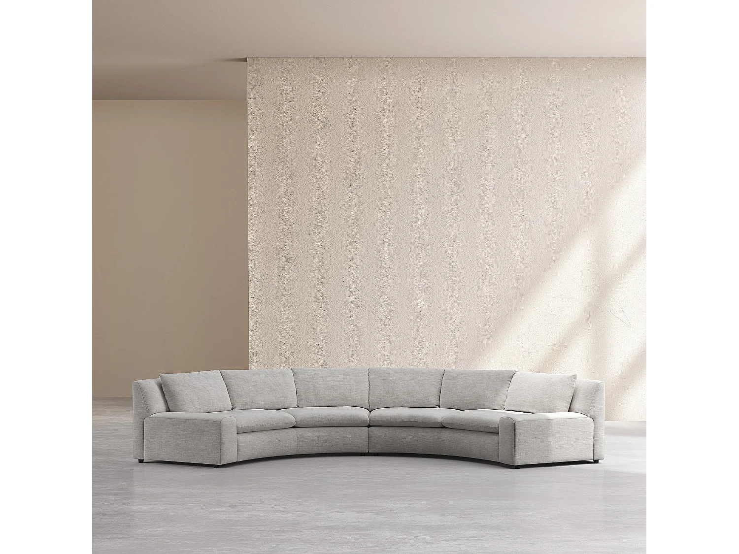 Habitat - Grand canapé d'angle arrondi déhoussable en tissu - Gris clair - Tondo