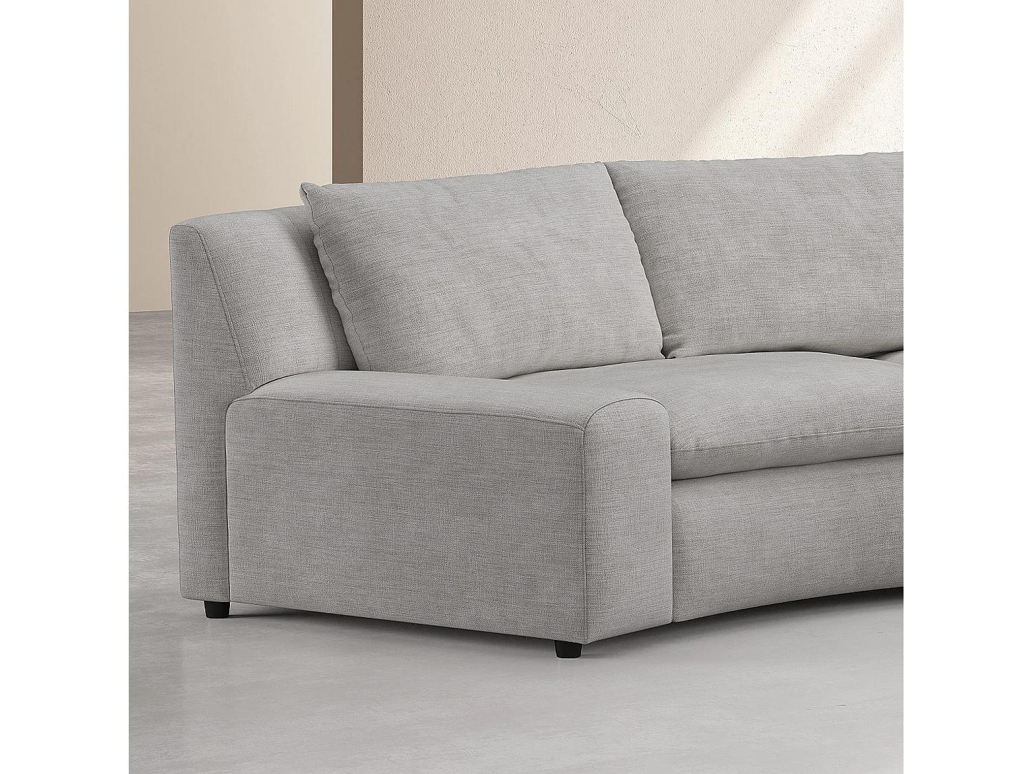 Habitat - Grand canapé d'angle arrondi déhoussable en tissu - Gris clair - Tondo