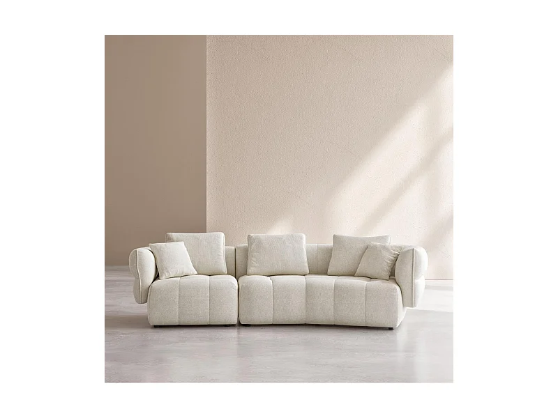 Habitat - Canapé 5 places en tissu garni de plumes - Blanc irisé - Kara