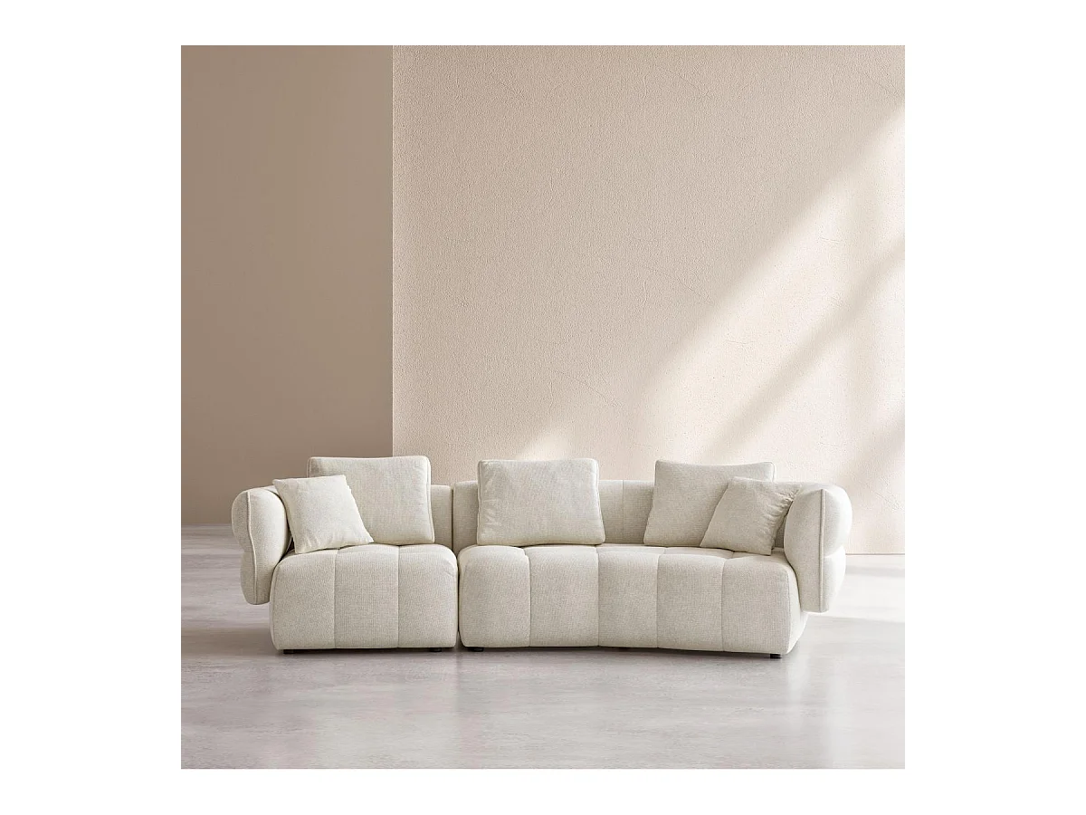 Habitat - Canapé 5 places en tissu garni de plumes - Blanc irisé - Kara