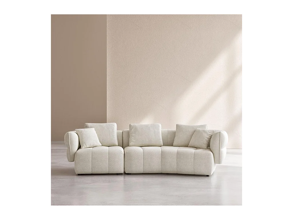 Habitat - Canapé 5 places en tissu garni de plumes - Blanc irisé - Kara