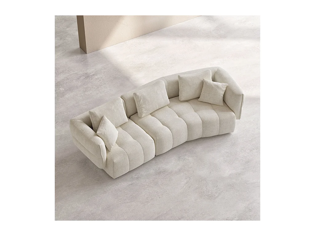 Habitat - Canapé 5 places en tissu garni de plumes - Blanc irisé - Kara