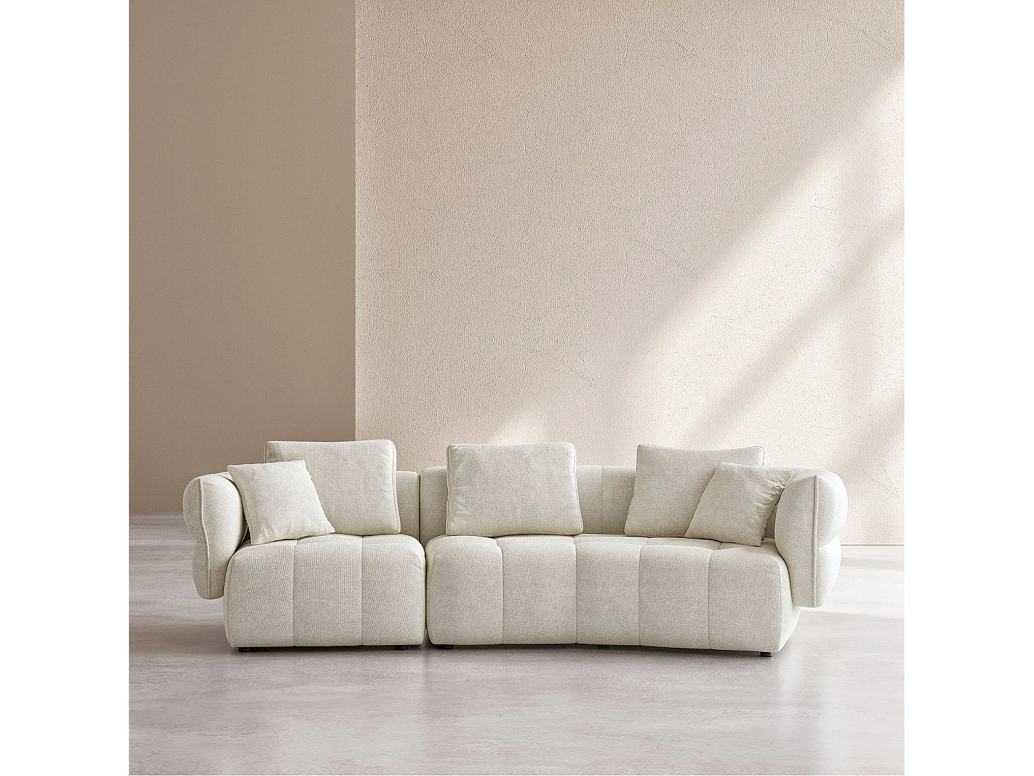 Habitat - Canapé 5 places en tissu garni de plumes - Blanc irisé - Kara