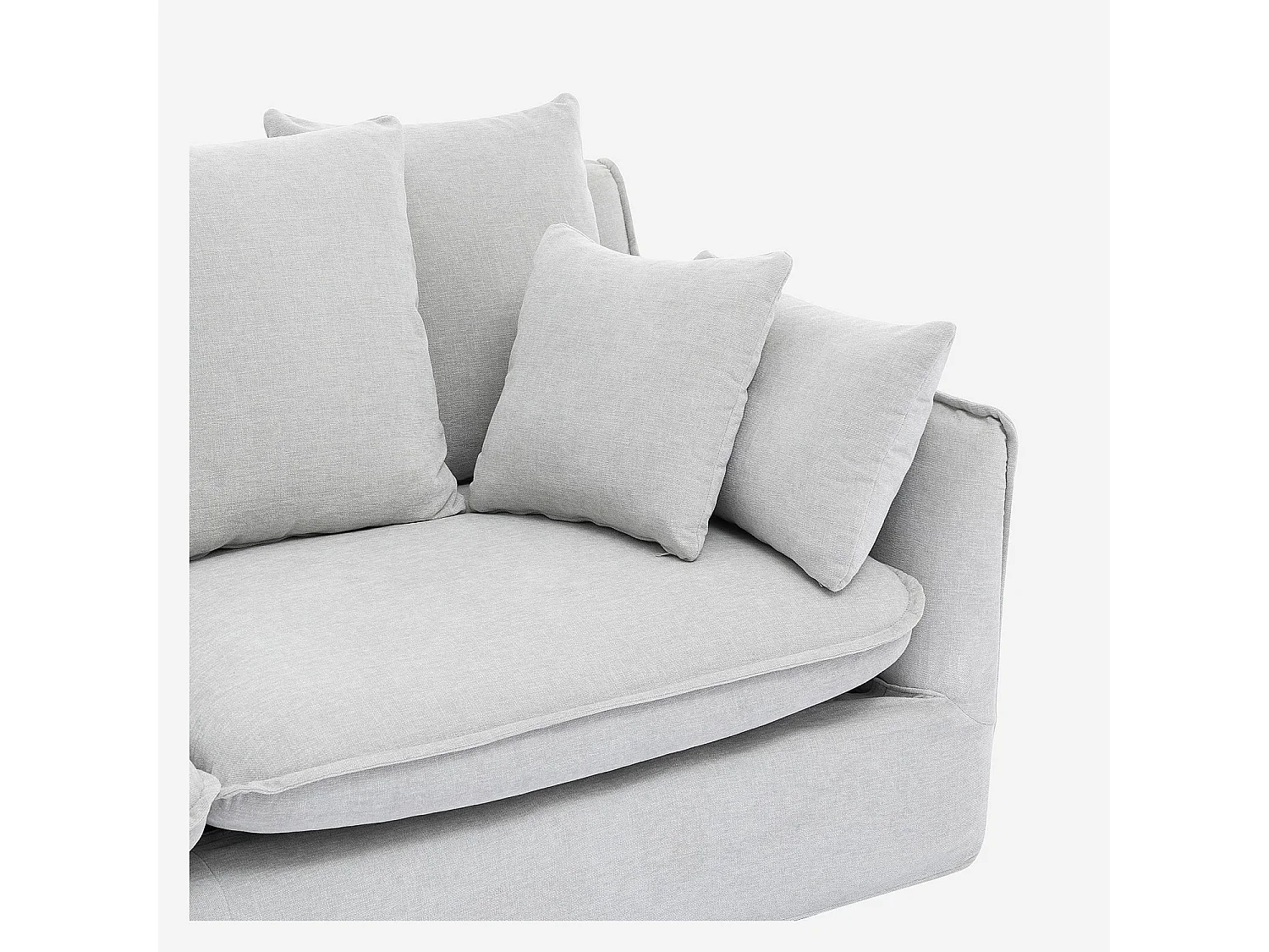 Canapé 3 places déhoussable en tissu garni de plumes - Gris polaire