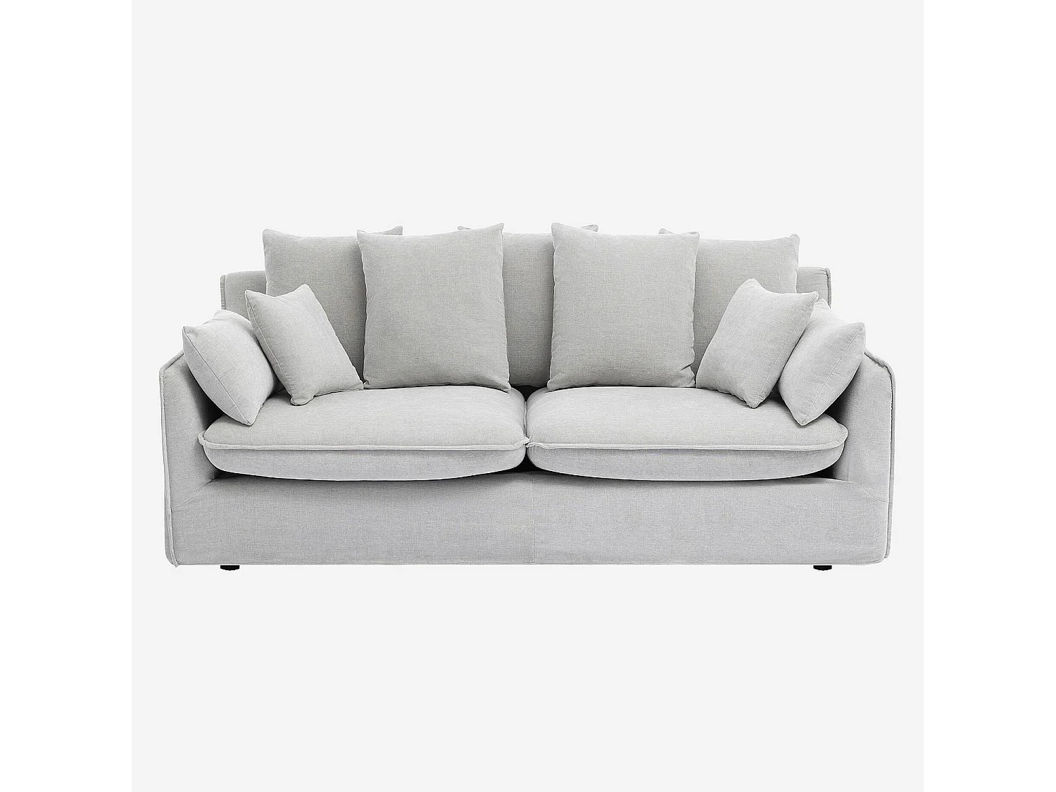 Canapé 3 places déhoussable en tissu garni de plumes - Gris polaire