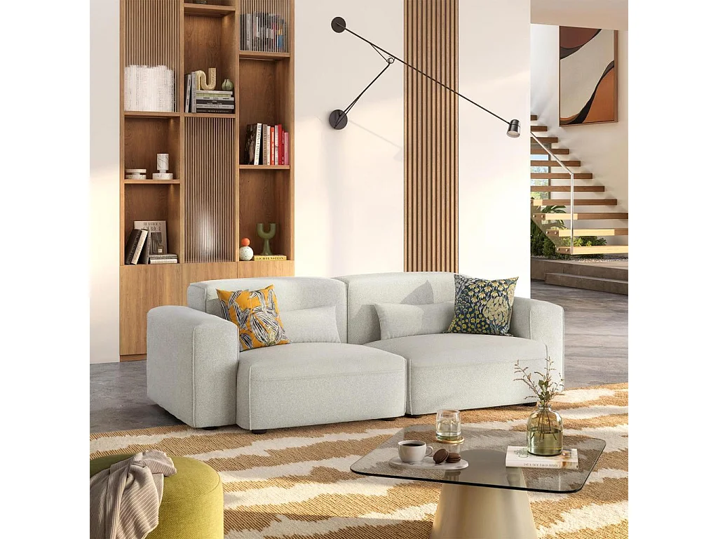 Habitat - Canapé 3 places en tissu - Beige mélangé - Kofi