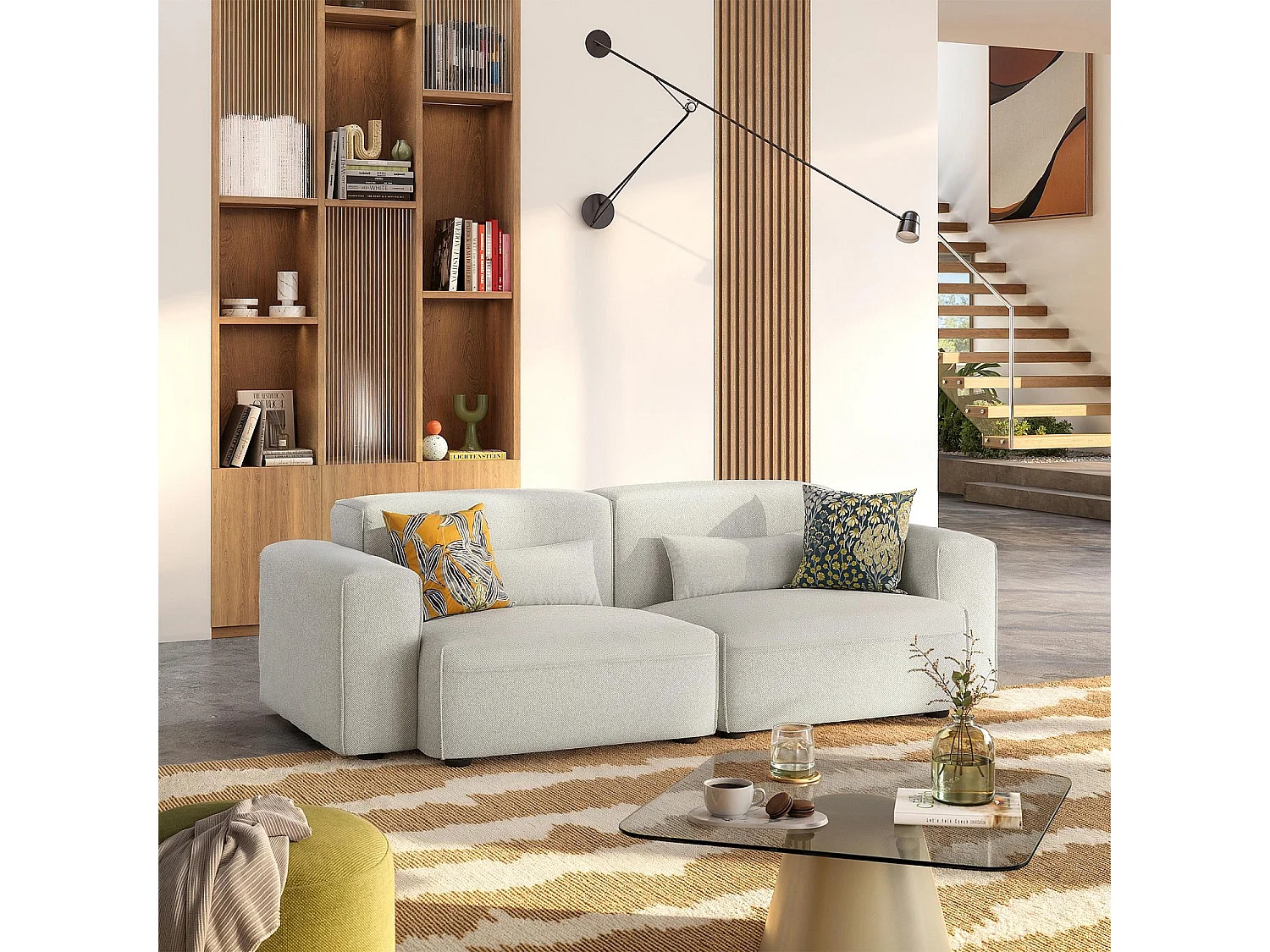 Habitat - Canapé 3 places en tissu - Beige mélangé - Kofi