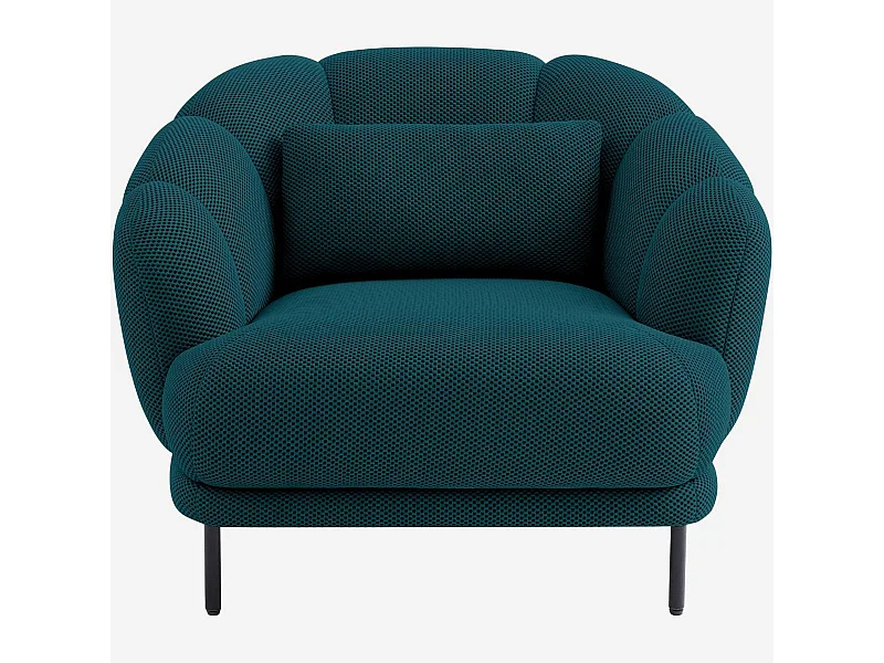 Habitat - Fauteuil en tissu 3D et métal - Bleu canard et noir - Design by Federica Francini - Paraty