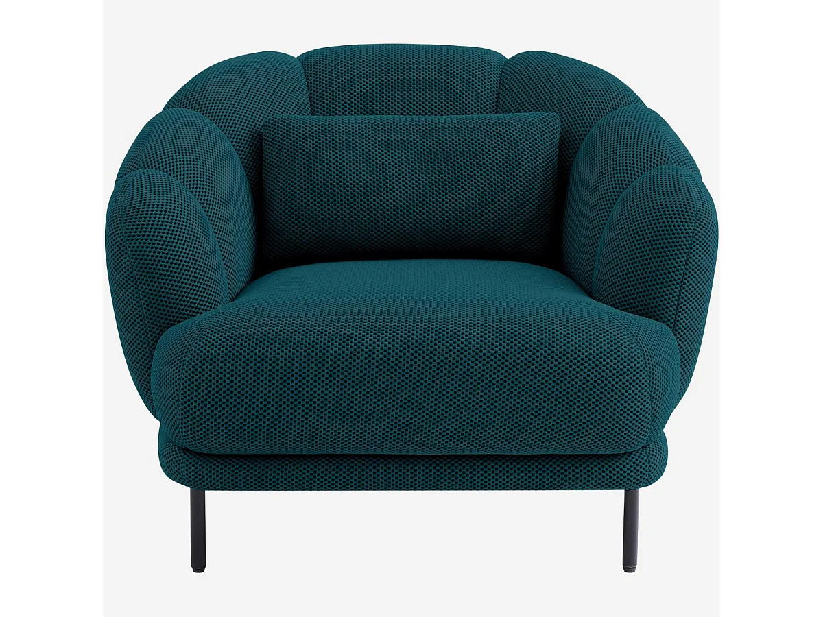 Habitat - Fauteuil en tissu 3D et métal - Bleu canard et noir - Design by Federica Francini - Paraty