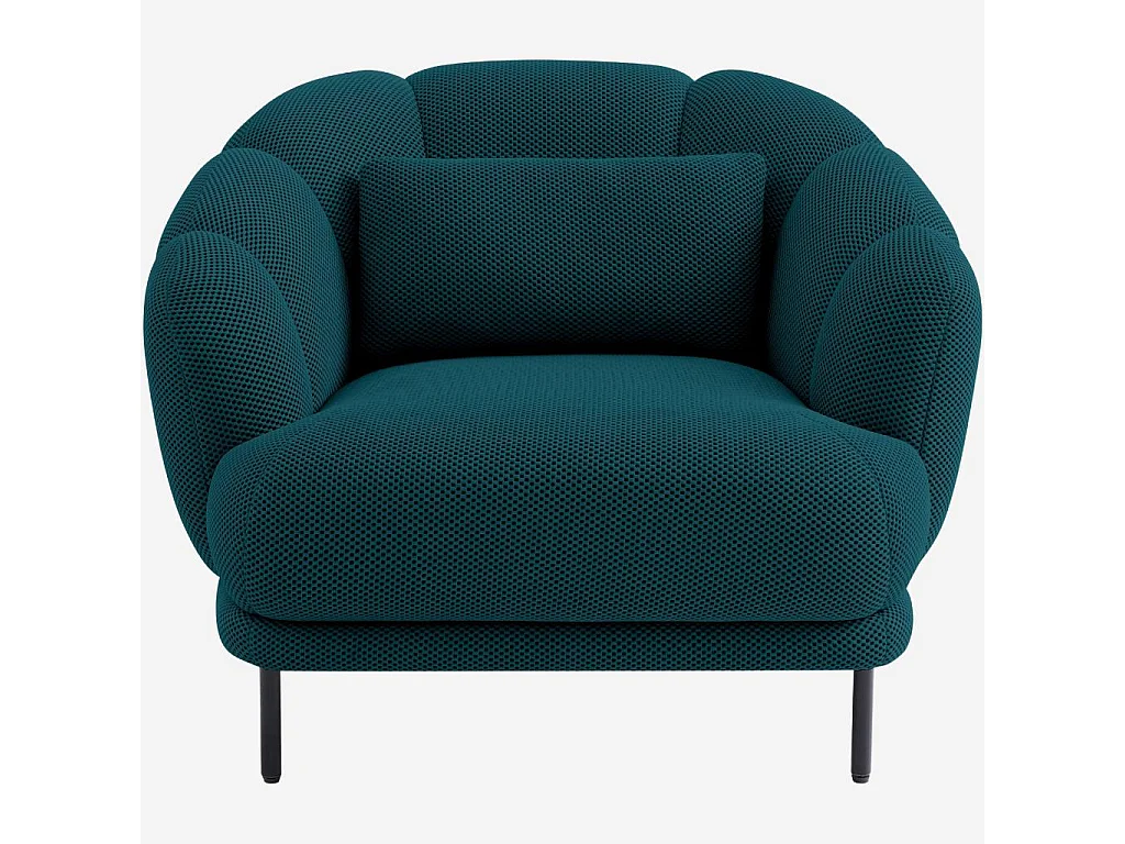 Habitat - Fauteuil en tissu 3D et métal - Bleu canard et noir - Design by Federica Francini - Paraty